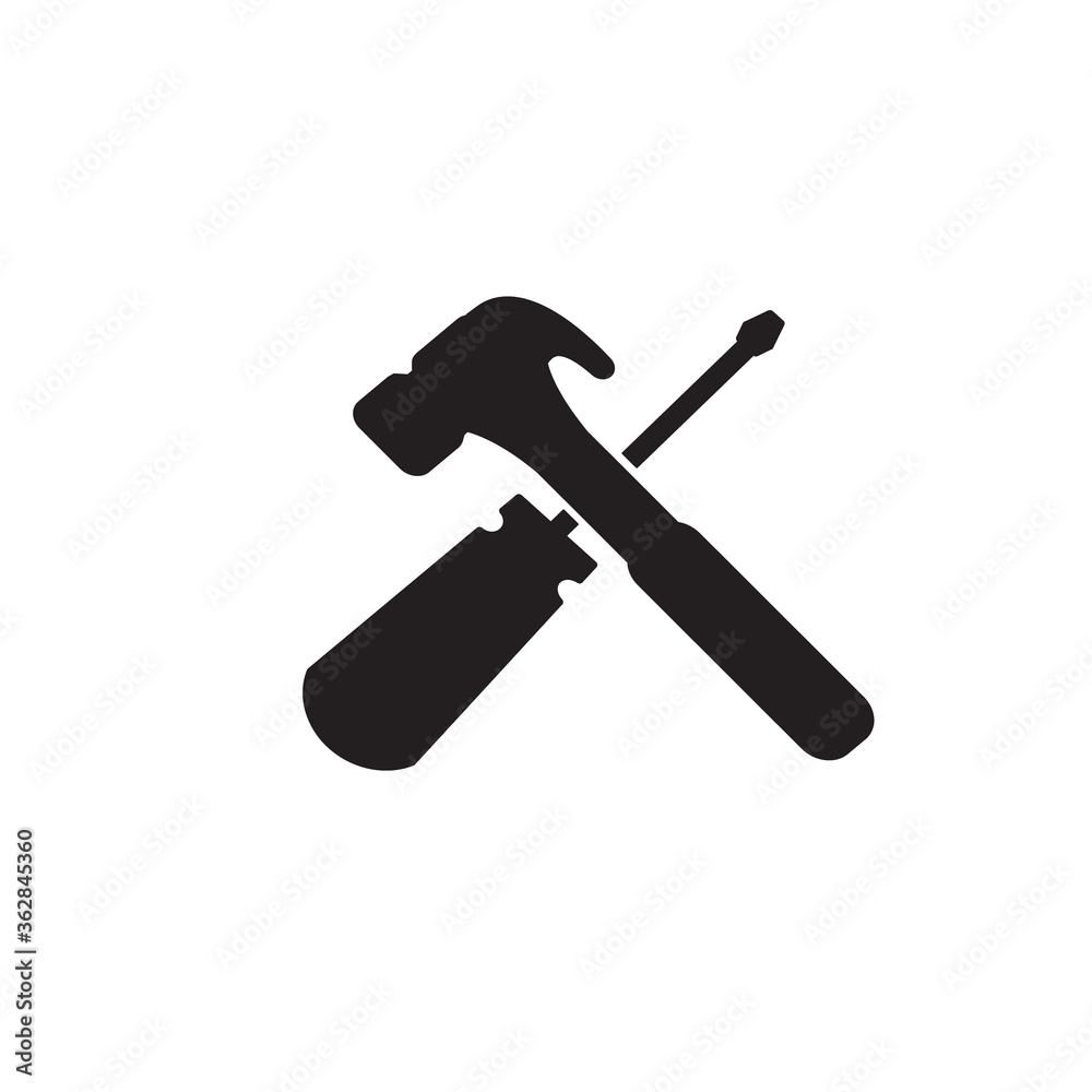 Hammer screwdriver icon vector
