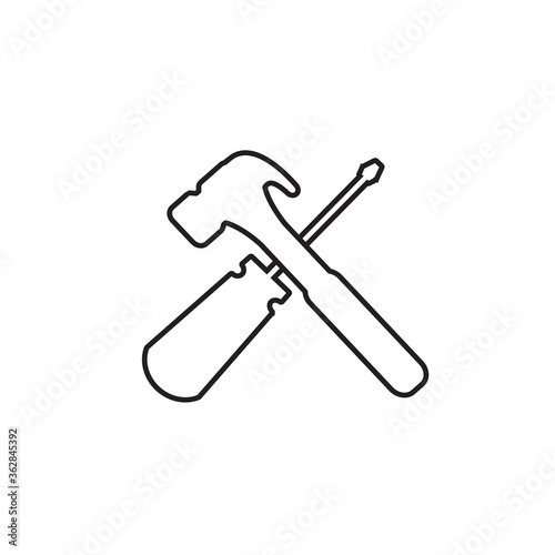 Hammer screwdriver icon vector