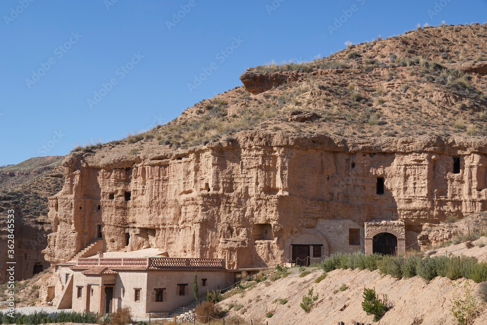 cave houses in Purullena, Guadix. Granada, Spain