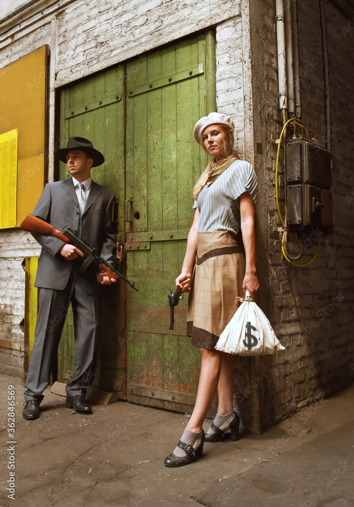 Two models get dressed up in 1930's style vintage clothing and act
