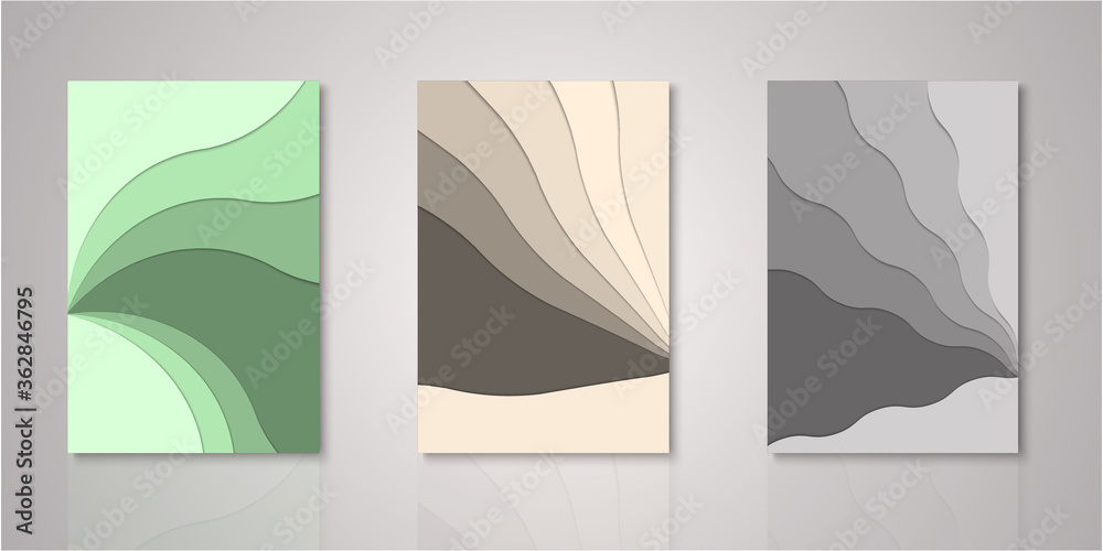 Set of background for covers design paper cut style vector illustration. Set of background for covers design paper cut style vector illustration.