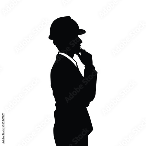 Male engineer silhouette vector