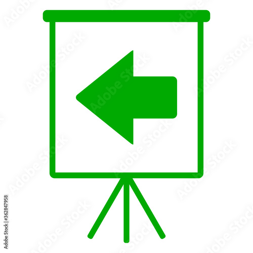 Pfeil nach links und Flipchart