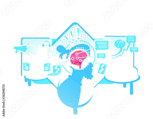 Distraction to external stimuli flat concept vector illustration