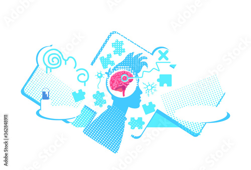 Brain dysfunction flat concept vector illustration