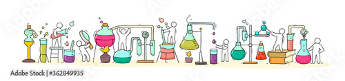 chemical experiment with working little people