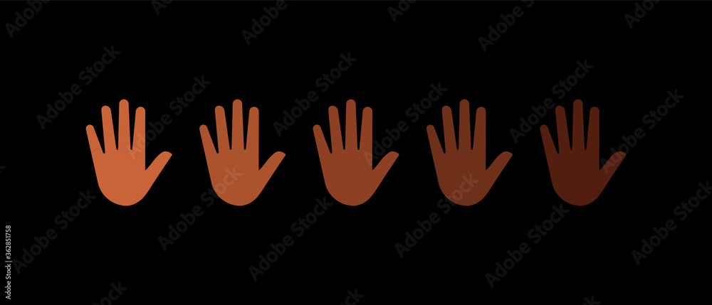 Fototapeta premium Black lives matter. Hands with different skin colors . Vector illustration
