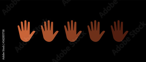 Black lives matter. Hands with different skin colors . Vector illustration