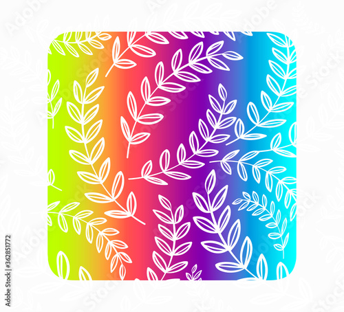 leaves banner on neon background isolated