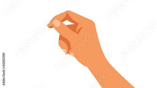 Hand gesture. Vector illustration of human hand holding or representing something. Vector element, template on white background.