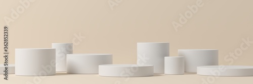 Minimal background, mock up scene with podium geometry shape for product display. 3D rendering