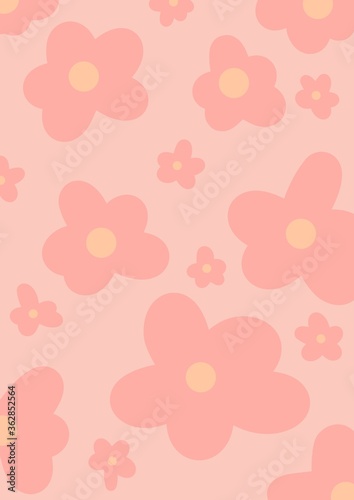 Hand drawn seamless pattern of pink blooming wildflowers, on a pastel pink background. Decorative watercolor illustration for design card, invitation, wallpaper, wrapping paper, fabric