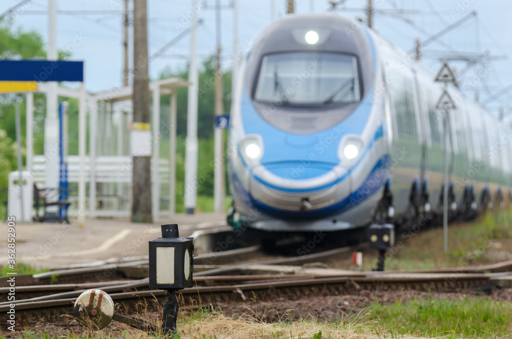 Fototapeta premium RAILWAY TURNOUTS - Railway infrastructure at the station