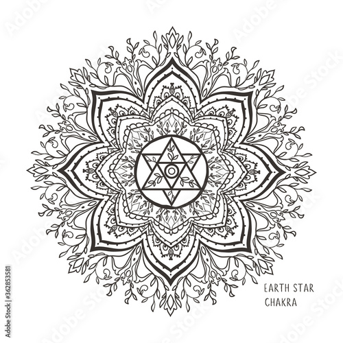 chakras symbol coloring vector illustration. For logo yoga healing, mandala, meditation, kundalini