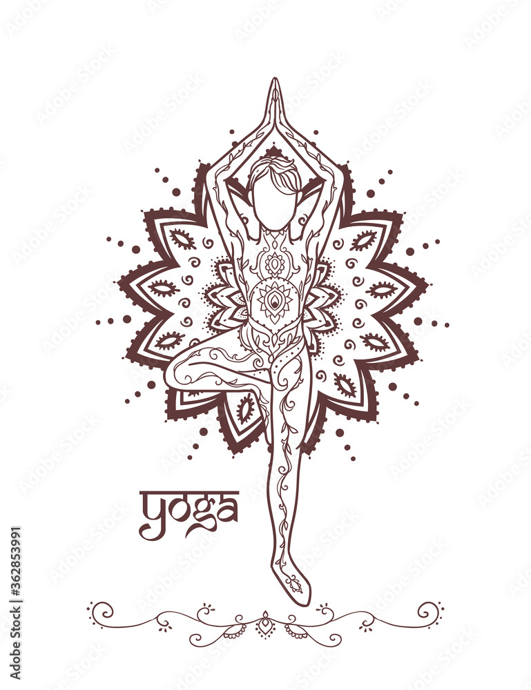 yoga man. Geometric element hand drawn.Ornament beautiful Vector illustration yoga man. Geometric element hand drawn.Ornament beautiful Vector illustration