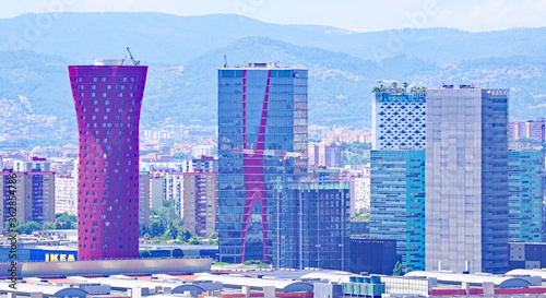 Canvas Print Paisaje urbano de Hospitalet de Llobregat, Barcelona, Catalunya, España, Europa