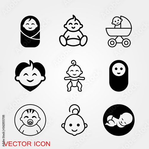 Baby changing diapers flat icon sign. vector