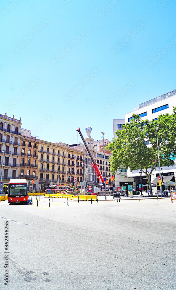 vista de la calle Pelayo en obras, Barcelona, Catalunya, España, Europa
