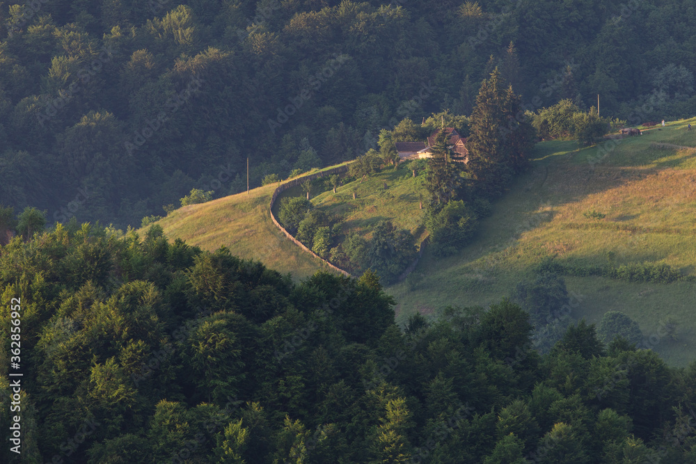Summer sunrise in the Transylvanian village