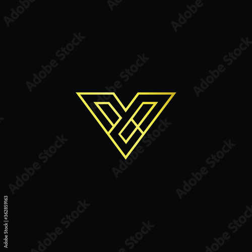 Minimal elegant monogram art logo. Outstanding professional trendy awesome artistic V VV initial based Alphabet icon logo. Premium Business logo gold color on black background