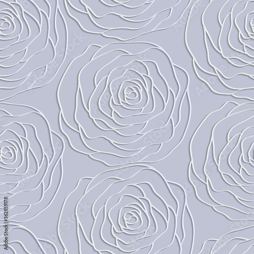 Vector seamless pattern with outline stylized roses. Beautiful floral background. Can be used for textile, book cover, packaging, wedding invitation.