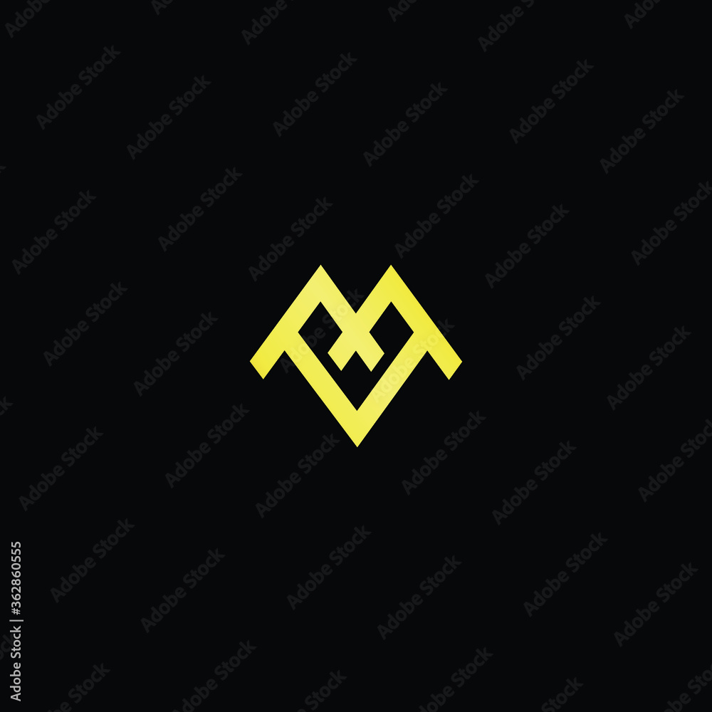 Minimal elegant monogram art logo. Outstanding professional trendy awesome artistic MV VM initial based Alphabet icon logo. Premium Business logo gold color on black background