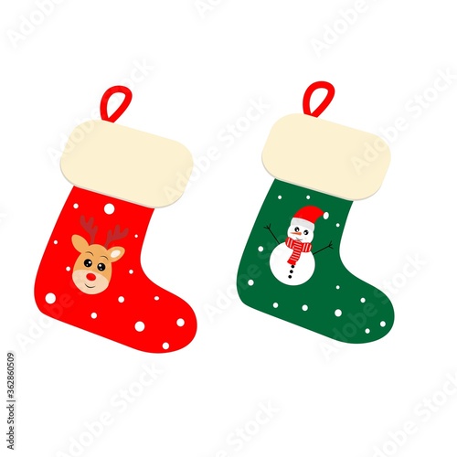 Cute Christmas Socks  set vector illustration