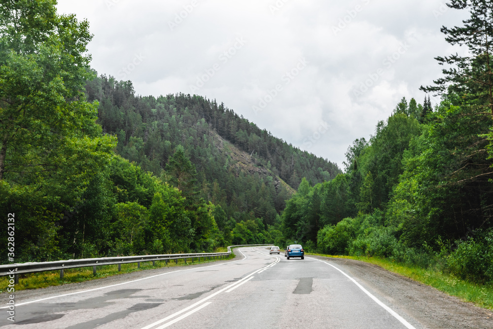 Fototapeta premium View from a moving car on a road