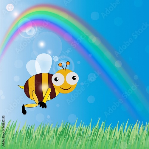 Biene mit Regenbogen