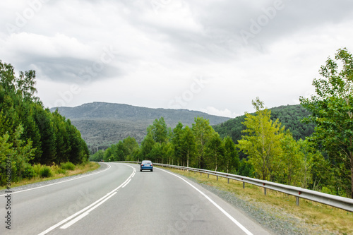 View from a moving car on a road