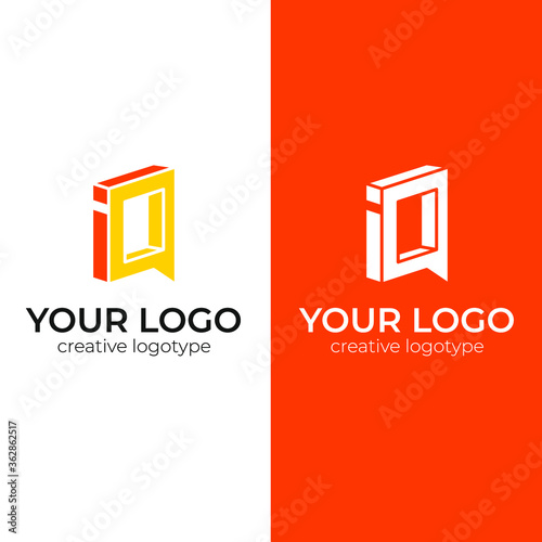 IQ logo design creative logotype 3d vector template