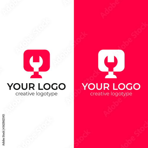 computer service logo design minimal and creative logotype vector template