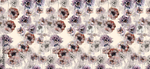 Seamless floral background scarf art abstract design textile. seamless beautiful artistic bright tropical pattern with exotic forest. Colorful Fabric Flower pattern. Beautiful vintage Floral