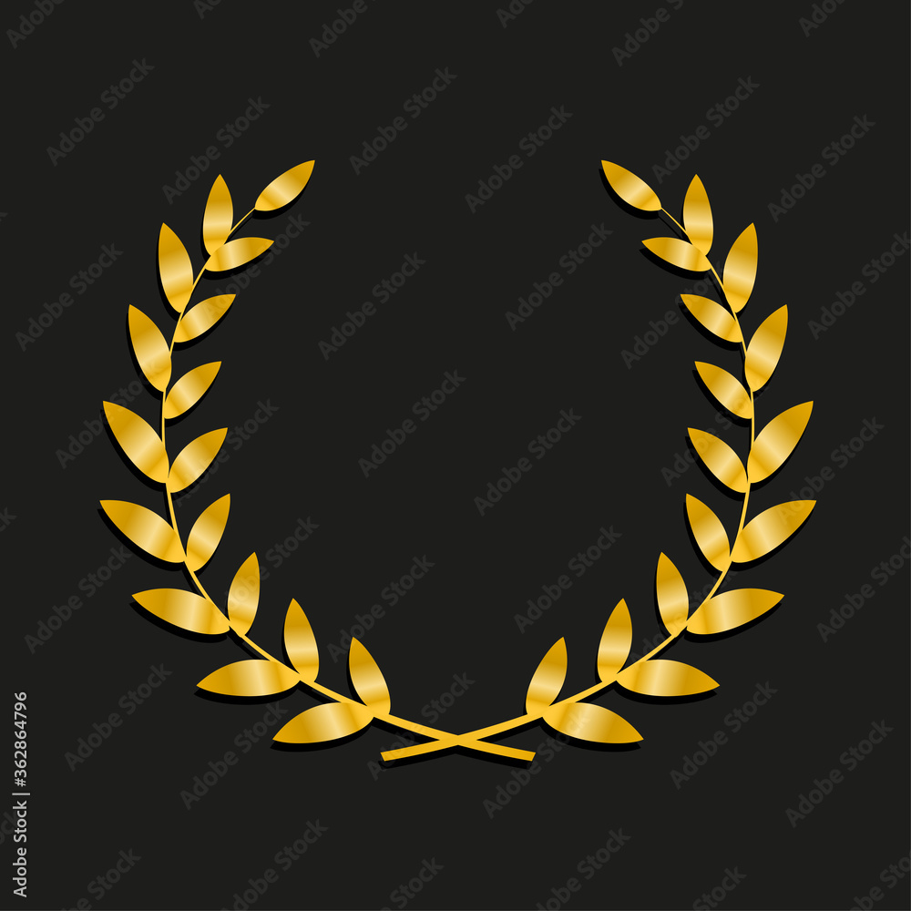Gold award laurel wreath. Symbol victory, triumph and success illustration