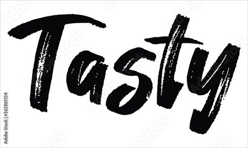 Tasty Brush Typography Hand drawn writing Black Text on White Background  