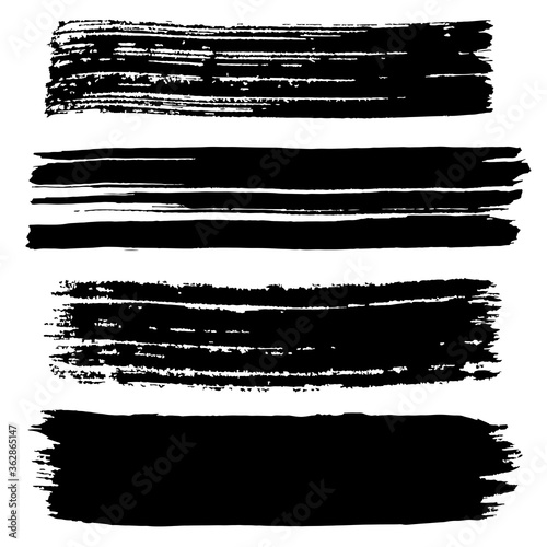 Black ink stroke. Collection of black smears. Grungy brush