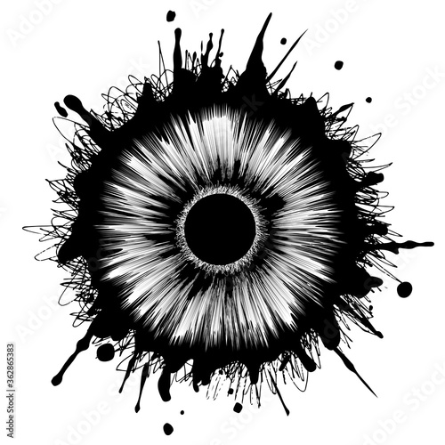 round black pupil. Rough abstraction. otherworldly art