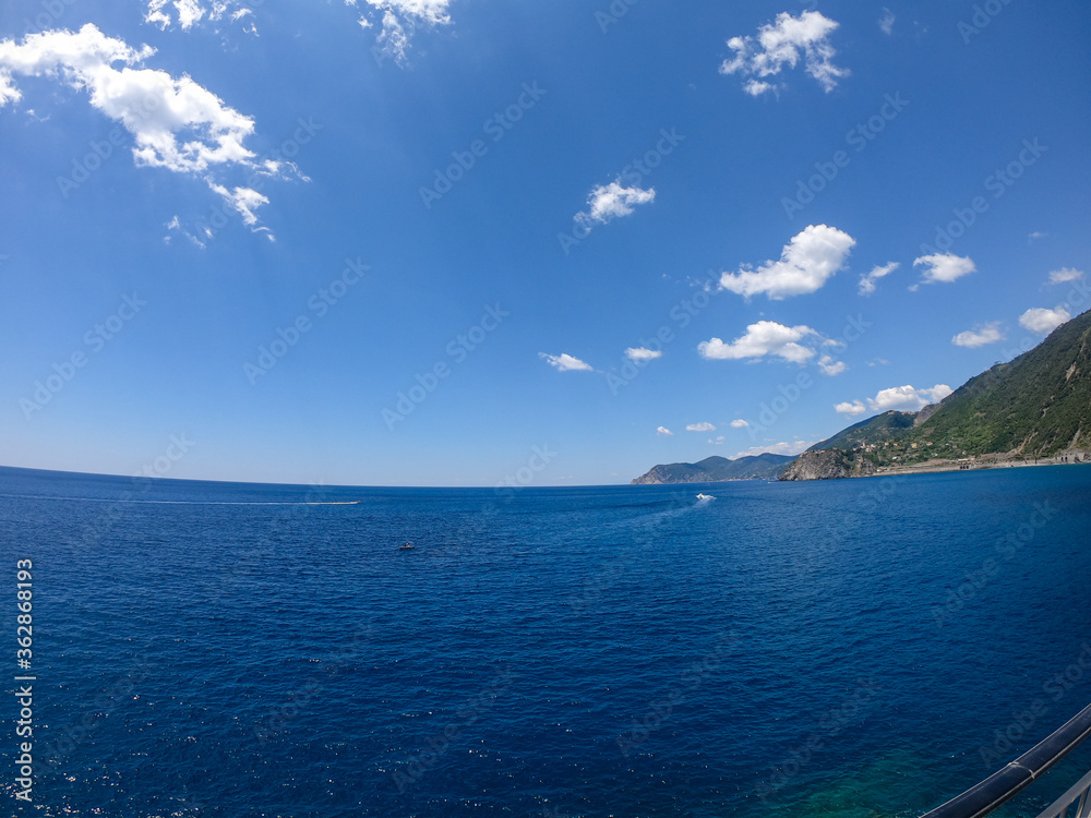 ligurian coast landscape. calm blue sea off the coast of italy ligurian coast landscape. calm blue sea off the coast of italy
