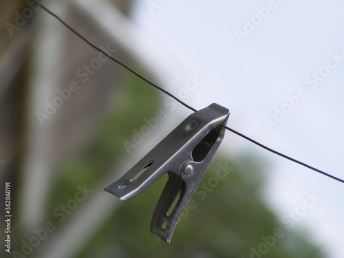 clothespin on the rope