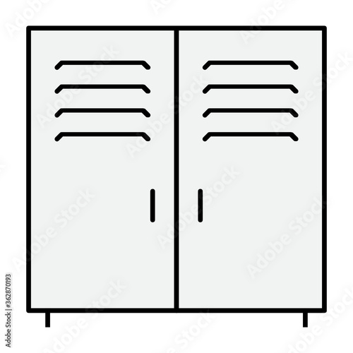 Steel Metal locker, changing room concept vector safe cabinet icon design 