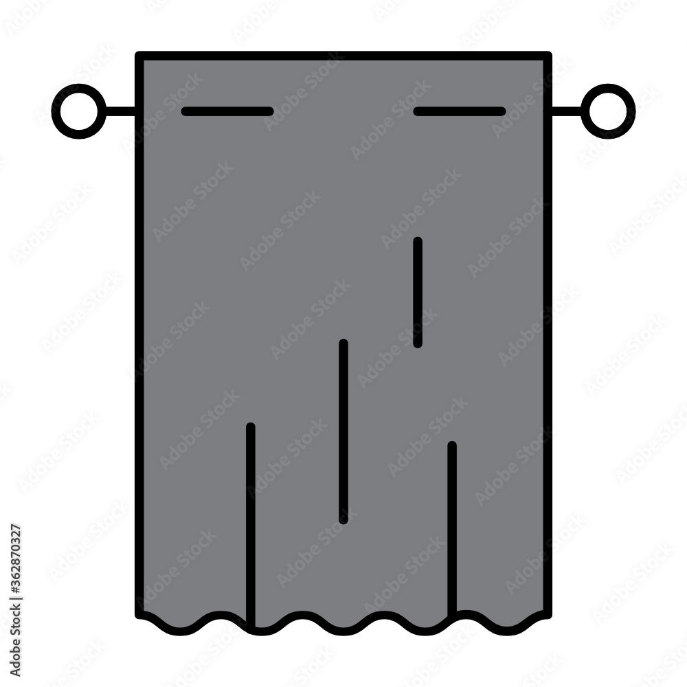 Waterproof Shower Curtain with Freestanding Bathtub Concept, bodys cleanliness equipment on white background, bathroom facilities vector icon design Waterproof Shower Curtain with Freestanding Bathtub Concept, bodys cleanliness equipment on white background, bathroom facilities vector icon design