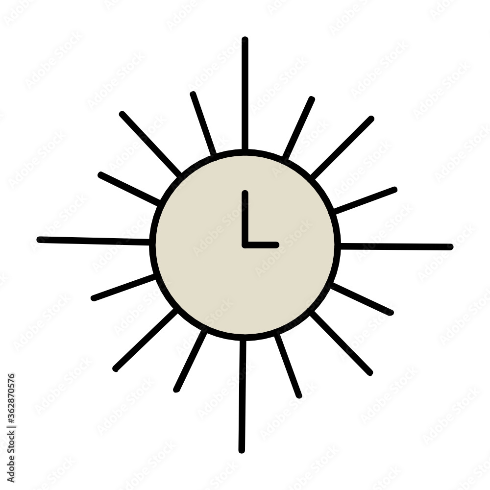 Wall Clock in Sunshine Shape Concept Home Decor Elements Vector icon design Wall Clock in Sunshine Shape Concept Home Decor Elements Vector icon design