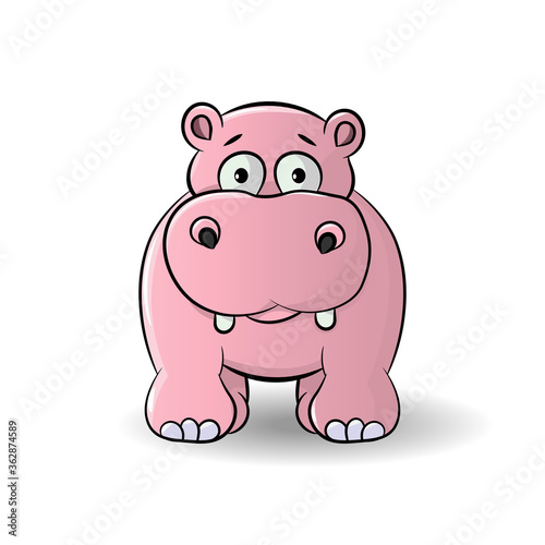 Funny cartoon baby hippopotamus,  Can be used for t-shirt print, kids wear fashion design, baby shower invitation card. - Vector © Tanya