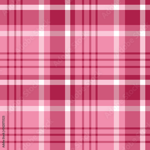 Seamless pattern in simple light and dark berry pink and white colors for plaid, fabric, textile, clothes, tablecloth and other things. Vector image.