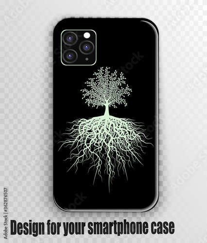 Vector illustration of gold tree - smartphone case