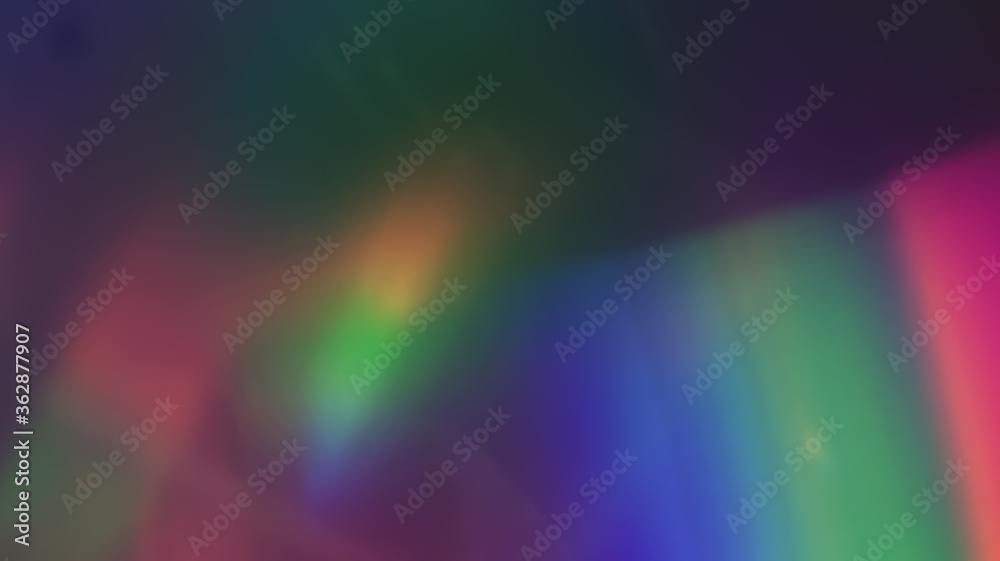 Rainbow Multciolor Optical Flare Abstract Bokeh and Light Leaks Photo Overlays with Camera Lens Film Burn  Defocused Blur Reflection Bright Sunlights. Use in Screen Overlay Mode for Photo Processing.