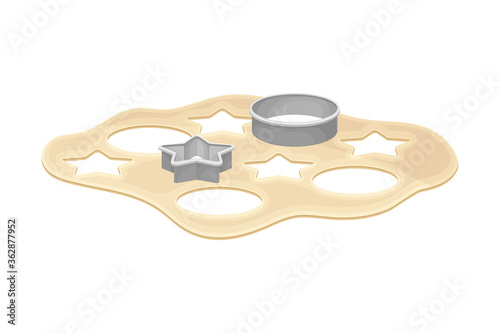 Shaped Cooking Rings for Dough Molding as Baking Process Vector Illustration
