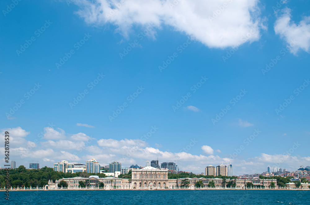 Dolmabahce Palace in Istanbul, Turkey (view from Bosporus strait)
