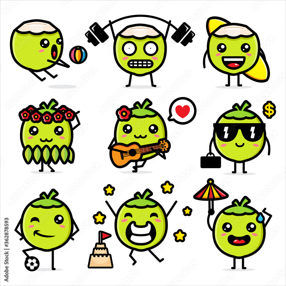 Fototapeta premium design vector set of coconuts
