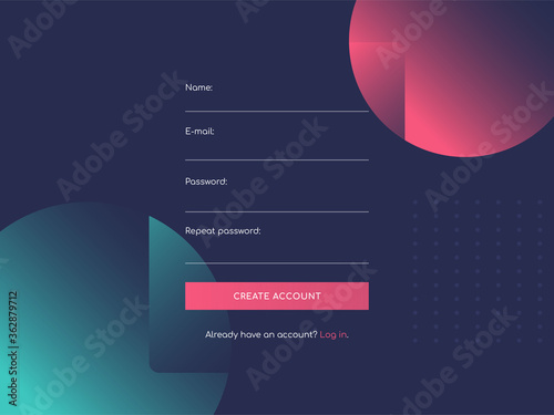 Vector illustration of sign up form page for apps